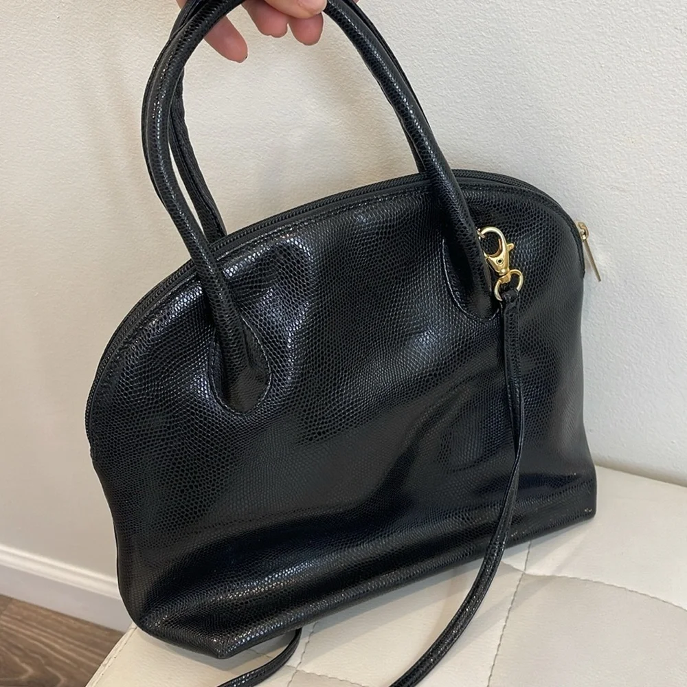 Vintage Desmo Black Pebble Leather Purse with detachable strap